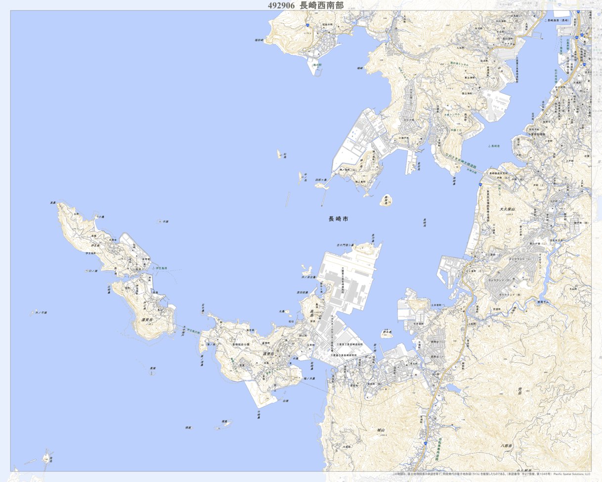 492906 長崎西南部 （ながさきせいなんぶ Nagasakiseinambu）, 地形図