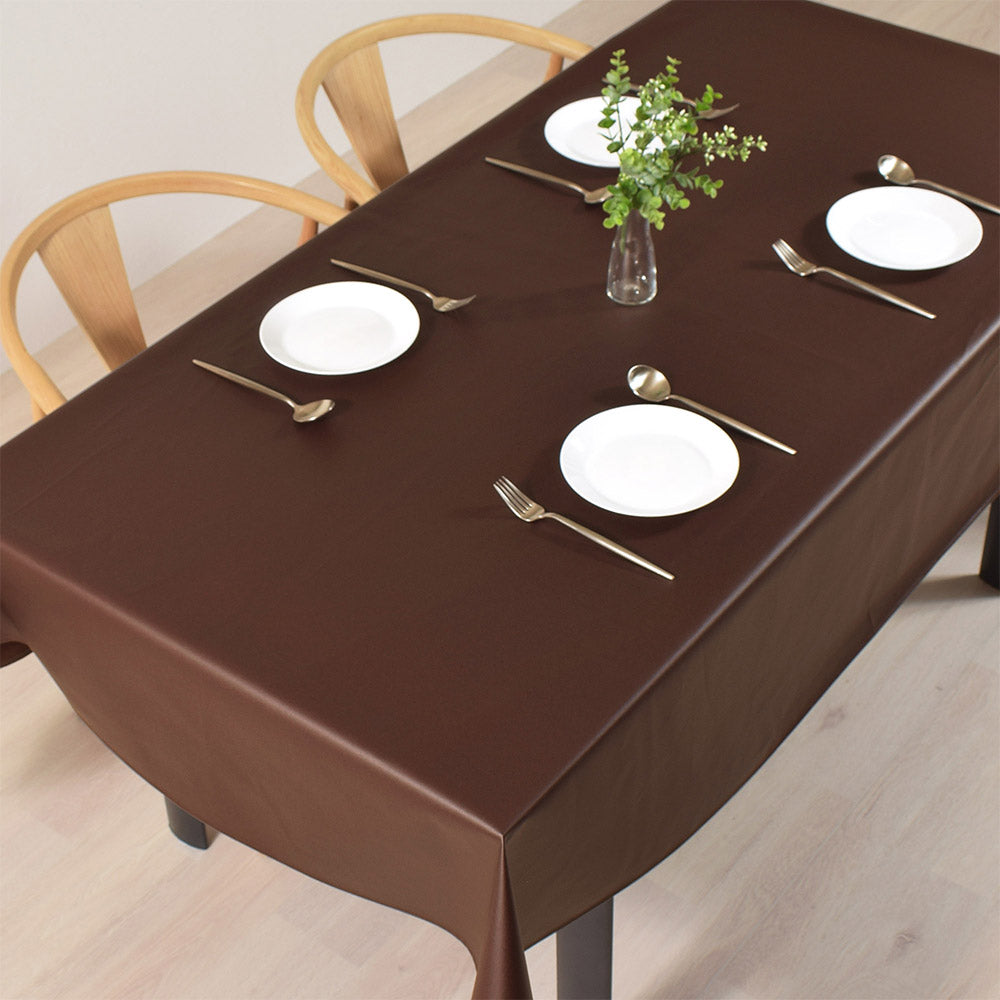 テーブルクロス ラミネートタイプ 無地オックス・カフェブラウン