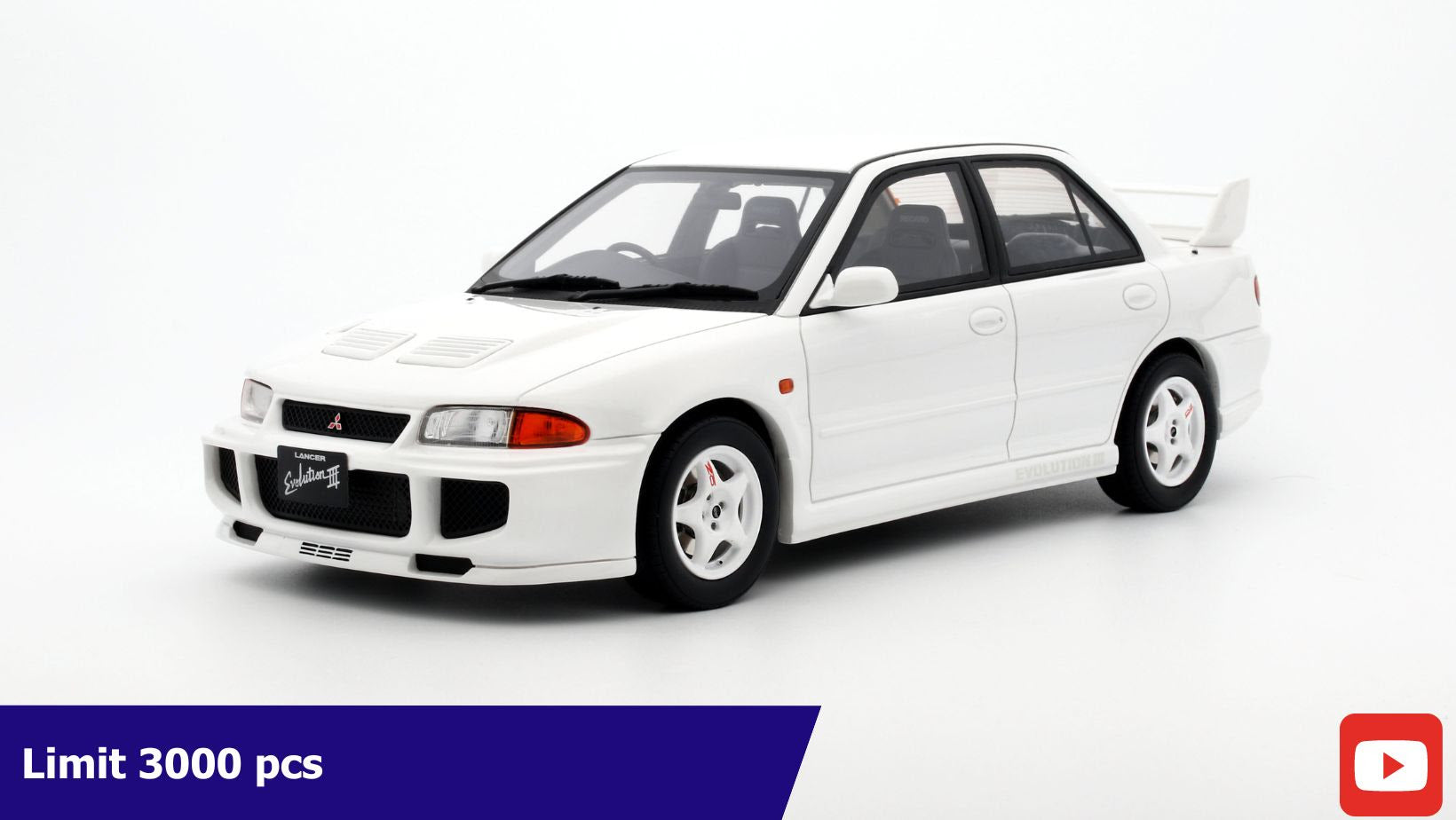 OTTO 1:18 Scale Resin Model Car - 1995 MITSUBISHI LANCER EVO III, WHIT