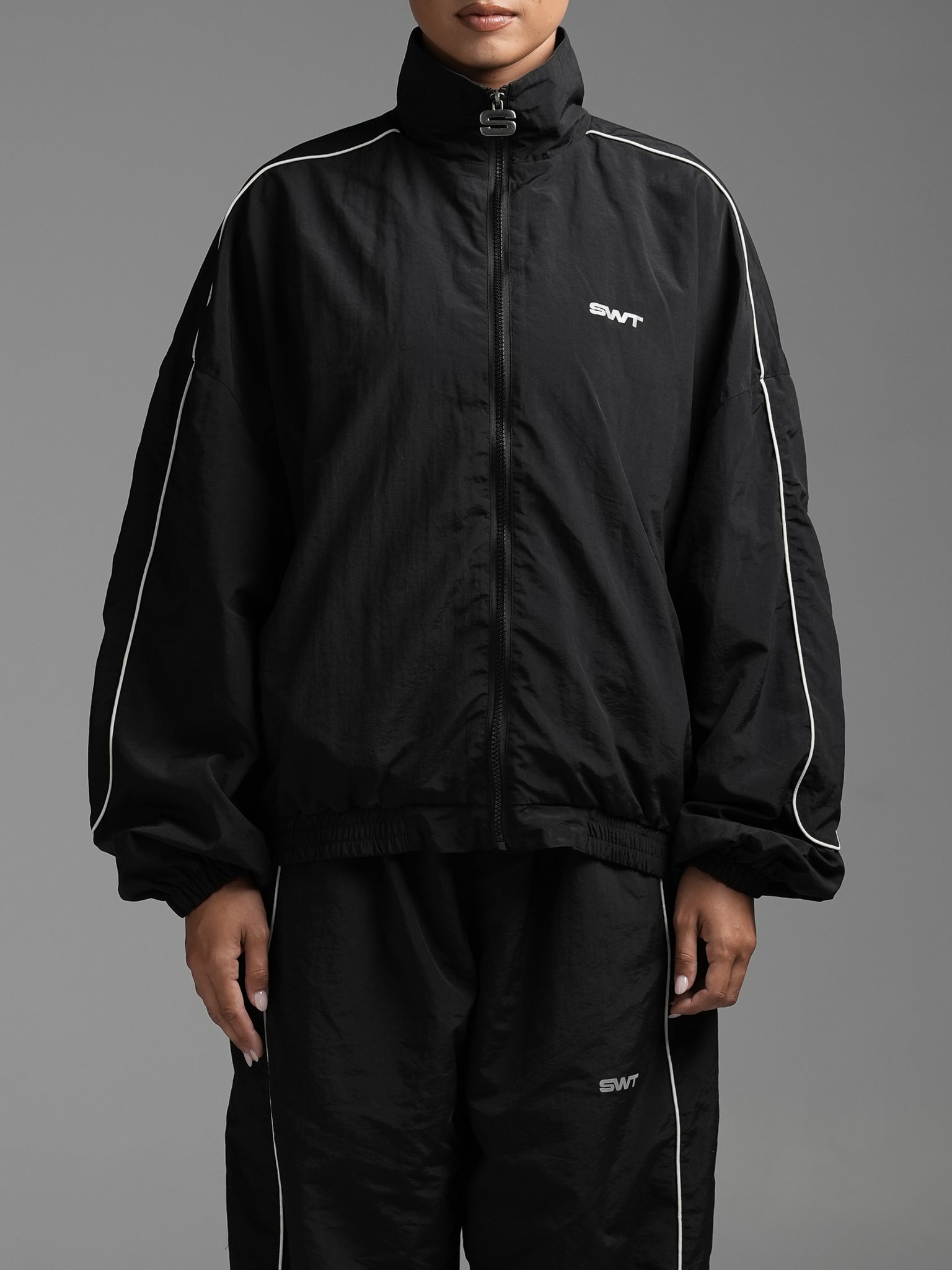 Black Oversized Track Jacket | SWT Active