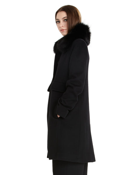 Fleurette Loro Piana Wool New City Coat in Black – SAANS