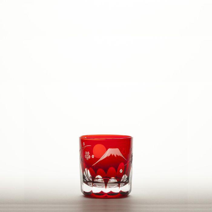 M-523-R 富士桜文様 ぐい呑 アカ – 硝子工房 彩鳳
