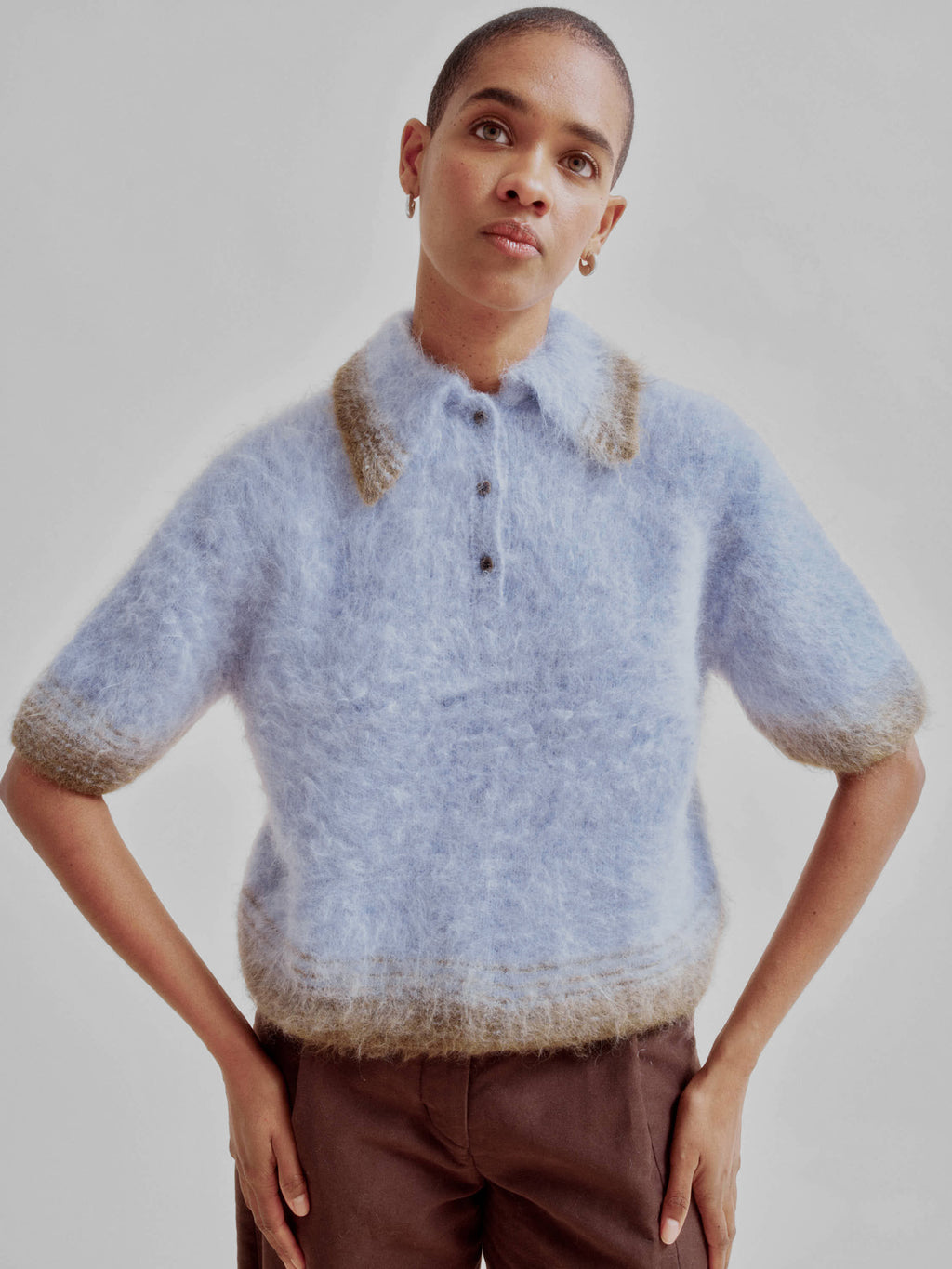 Compact Knit Polo in Baby Blue x Green – SAYAKA DAVIS NEW YORK