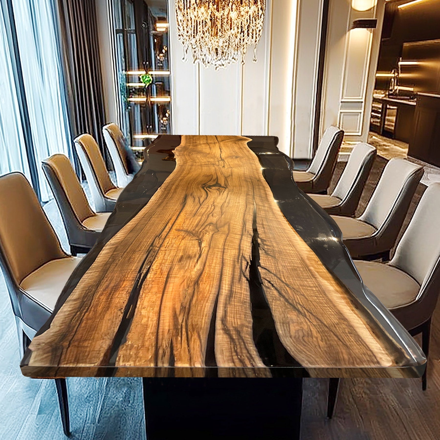 Custom Black Walnut Live Edge Large Size Conference Table CRT-077