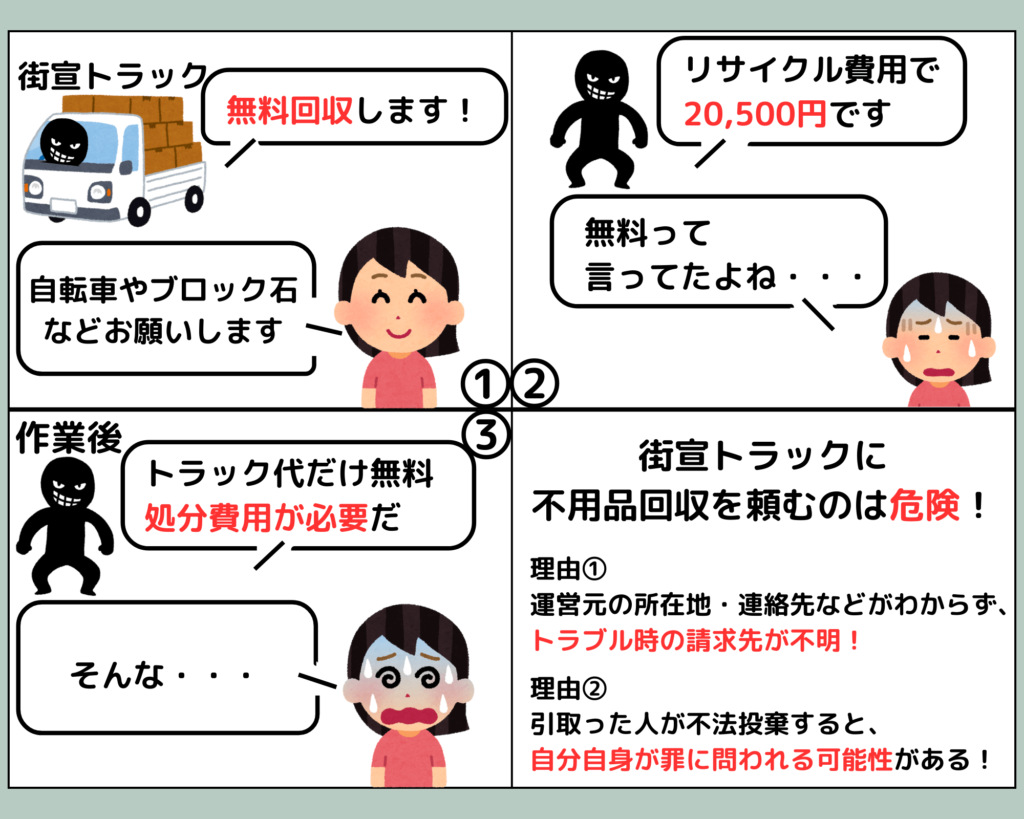 仙台の悪徳不用品回収業者の手口！3つの対策と失敗しない業者選びの