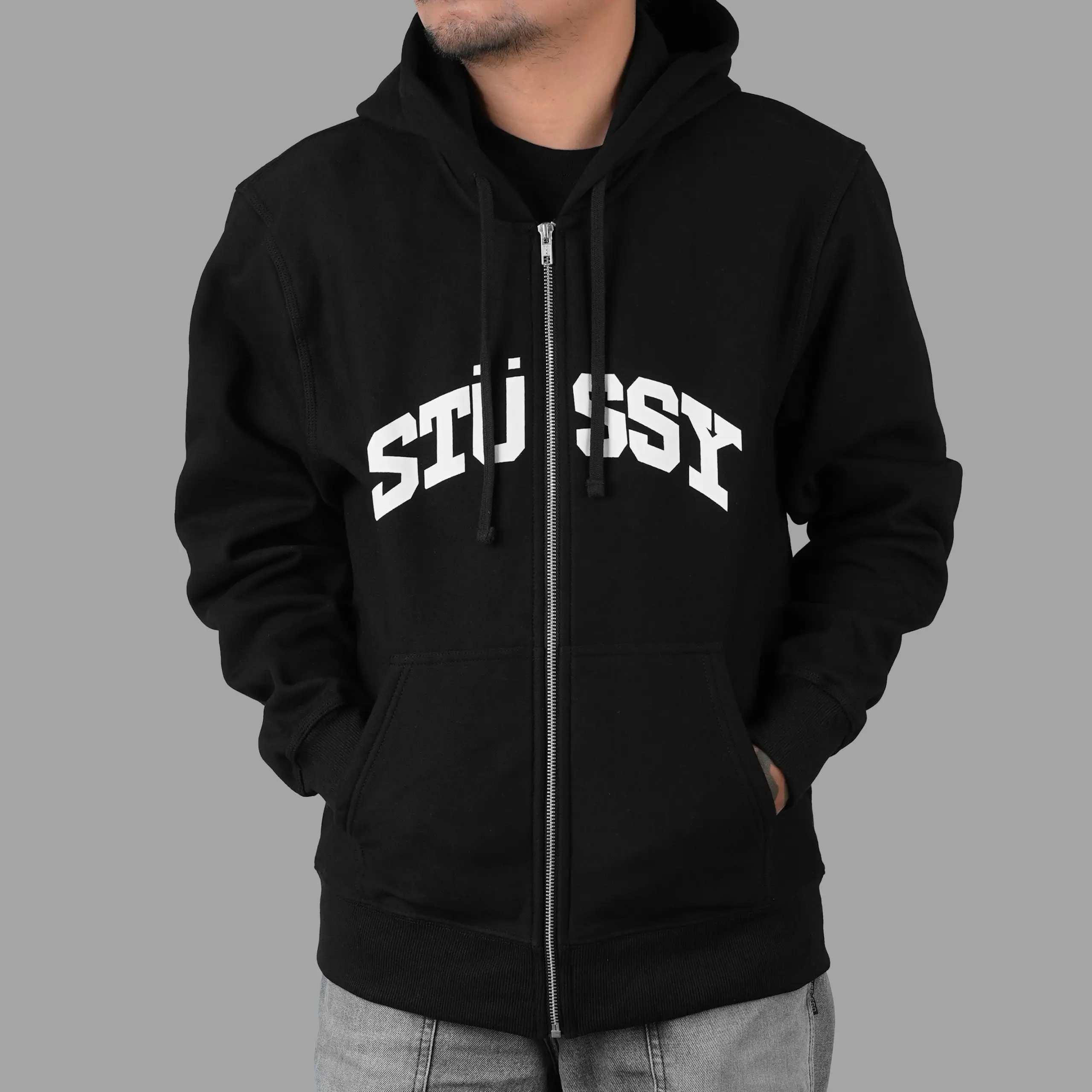 STUSSY ステューシー BLOCK SPORT ZIP パーカー Mサイズ ブラック