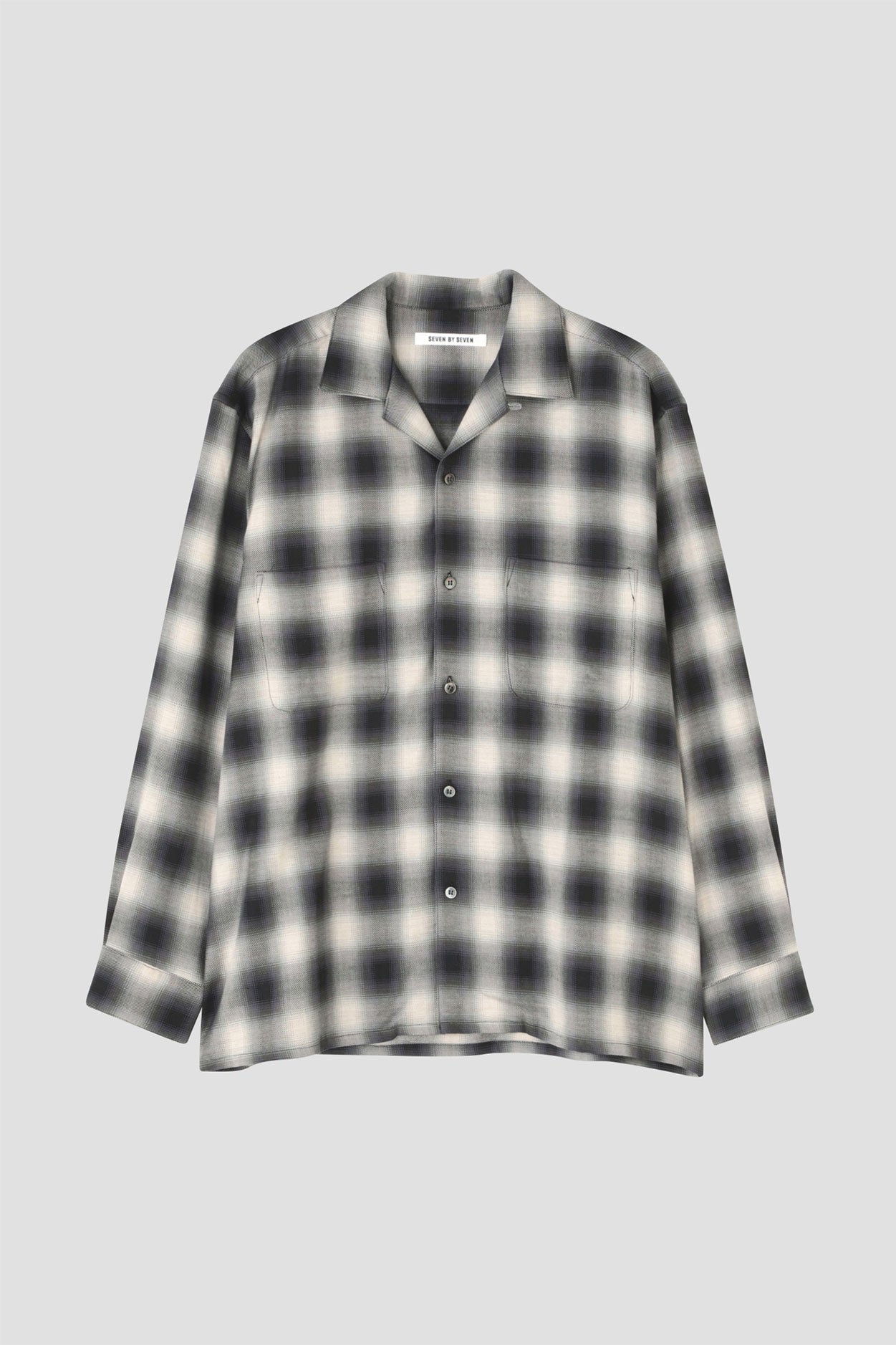 OMBRE CHECK OPEN COLLAR SHIRTS ‐Cotton / Yak‐ | SEVEN BY SEVEN