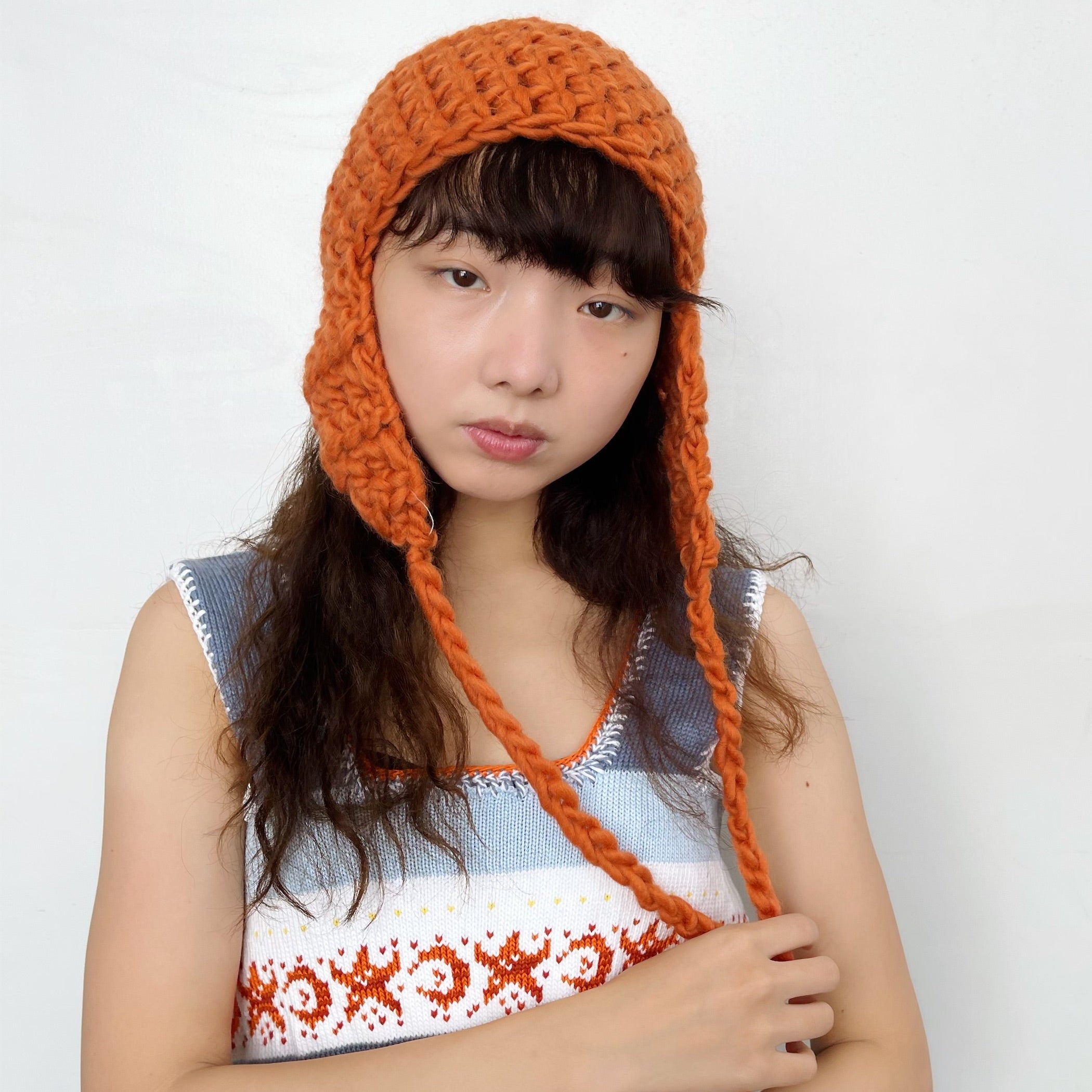 Sophie hat / orange / ニットボンネット | シープ / SHEEP | Rabbit