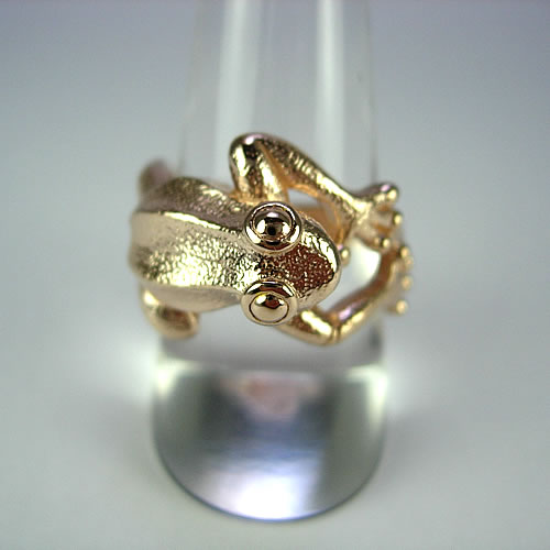 シルバー925 ピンクゴールドカエル リングジュエリーtr702p - 御徒町の