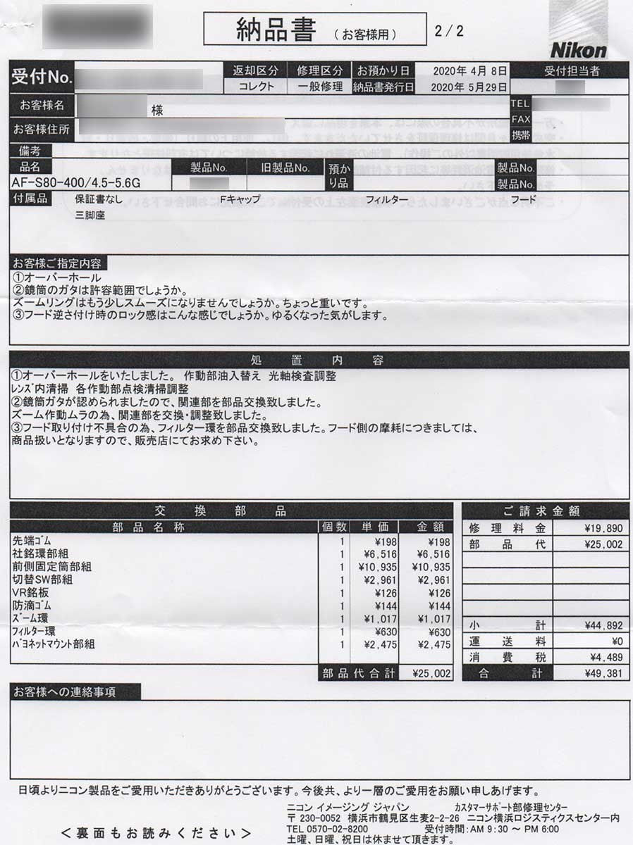 ニコンから修理が終わっての試写: 趣味の保管庫