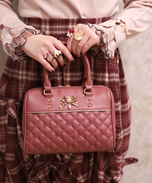 リボン刺繍キルトボストン | axes femme online shop