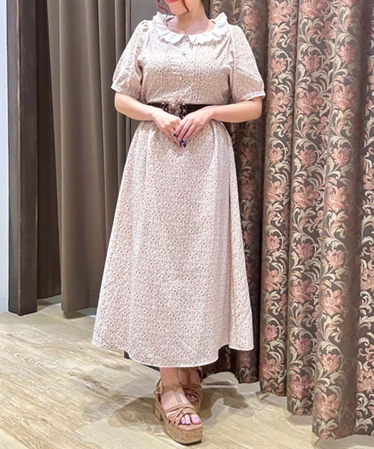 レース襟付き小花柄ワンピース | axes femme online shop -outlet-