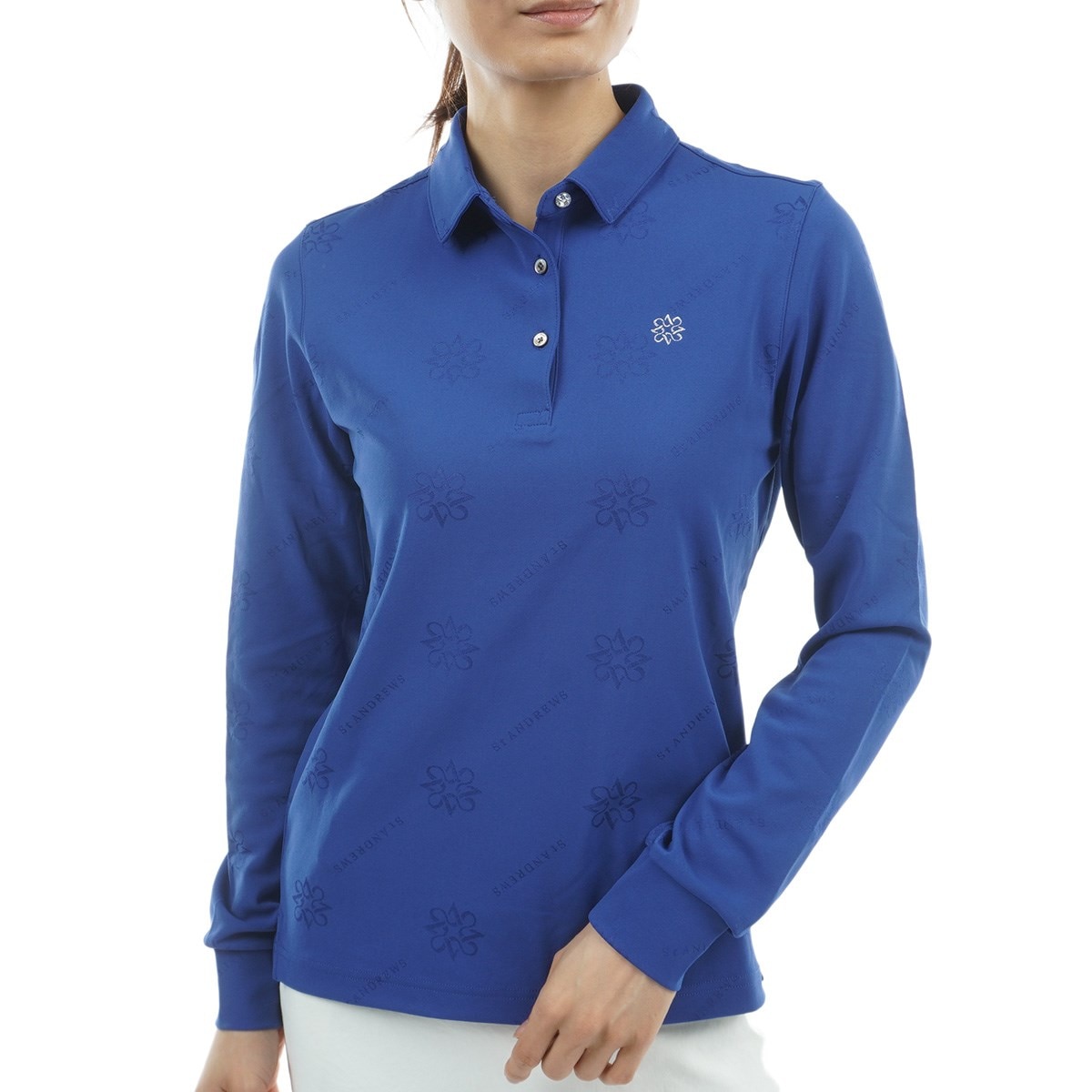 ロゴケルトジャカード長袖ポロシャツ レディス(長袖シャツ・ポロシャツ