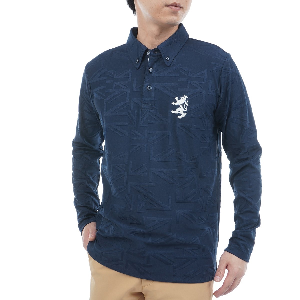 UJジャカード ストレッチ ボタンダウン長袖ポロシャツ(長袖シャツ