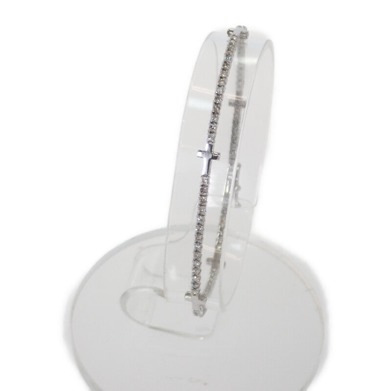 中古】 K18WG デザインジュエリー クロスダイヤ ブレスレット K18