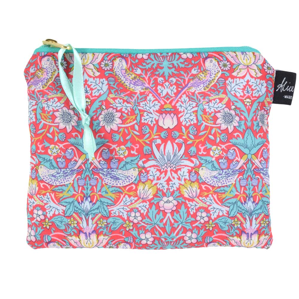 リバティ タナローン ウィリアムモリス ポーチS Strawberry Thief Red