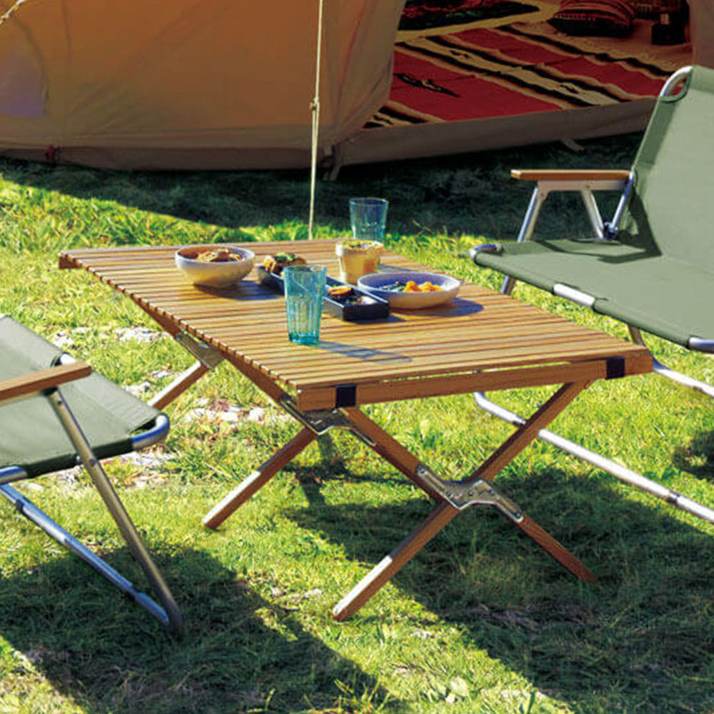 使う場所を選ばないロールトップテーブル WOOD ROLL TOP TABLE（ウッド