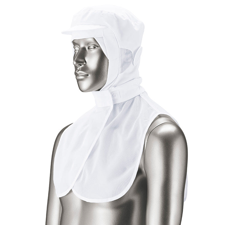 吸汗速乾ケープ頭巾【ホワイト】NPC6996 毛髪混入防止 食品工場白衣