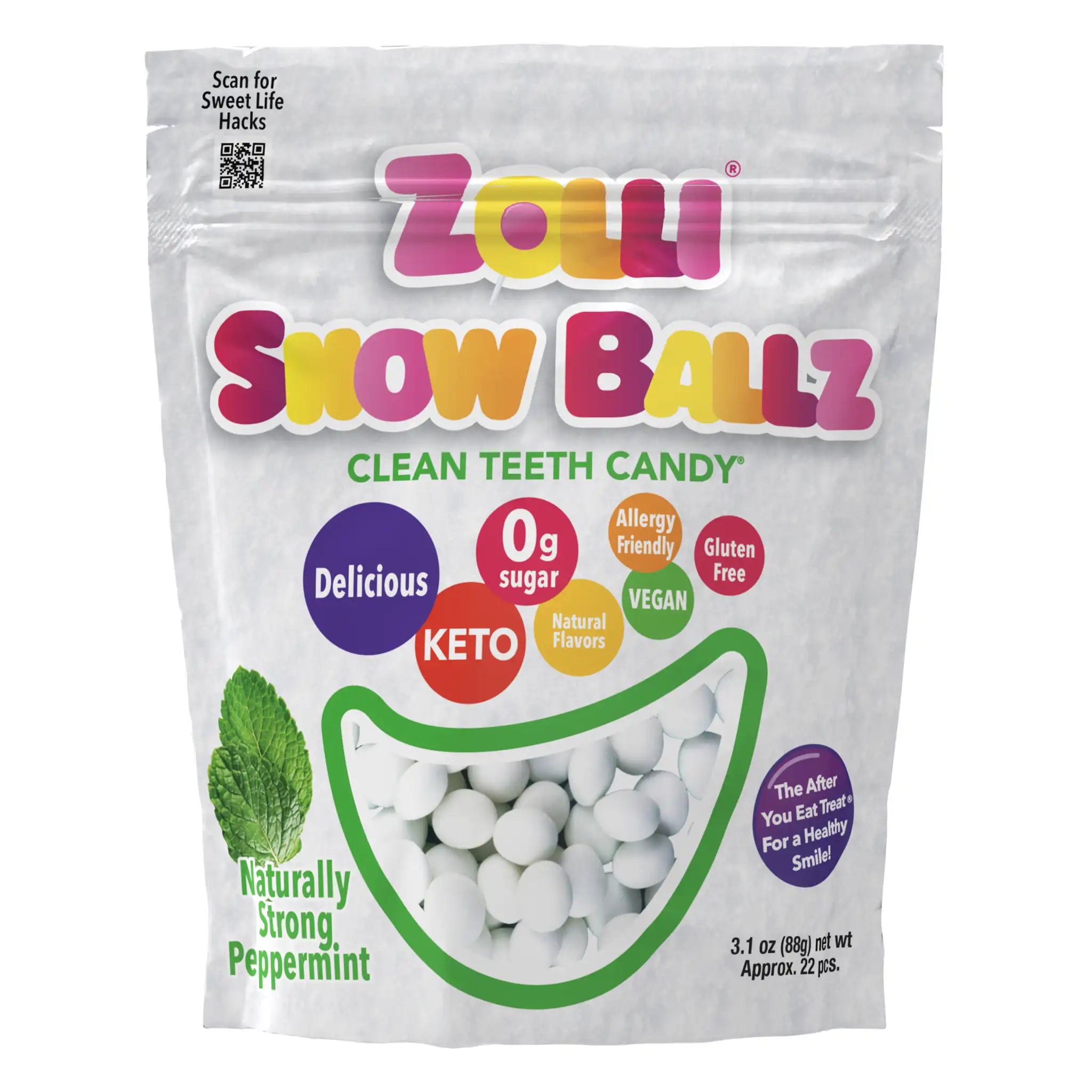 Zolli® Sugar Free Mints Snow Ballz Peppermint 3.1oz Pouch – Zollicandy