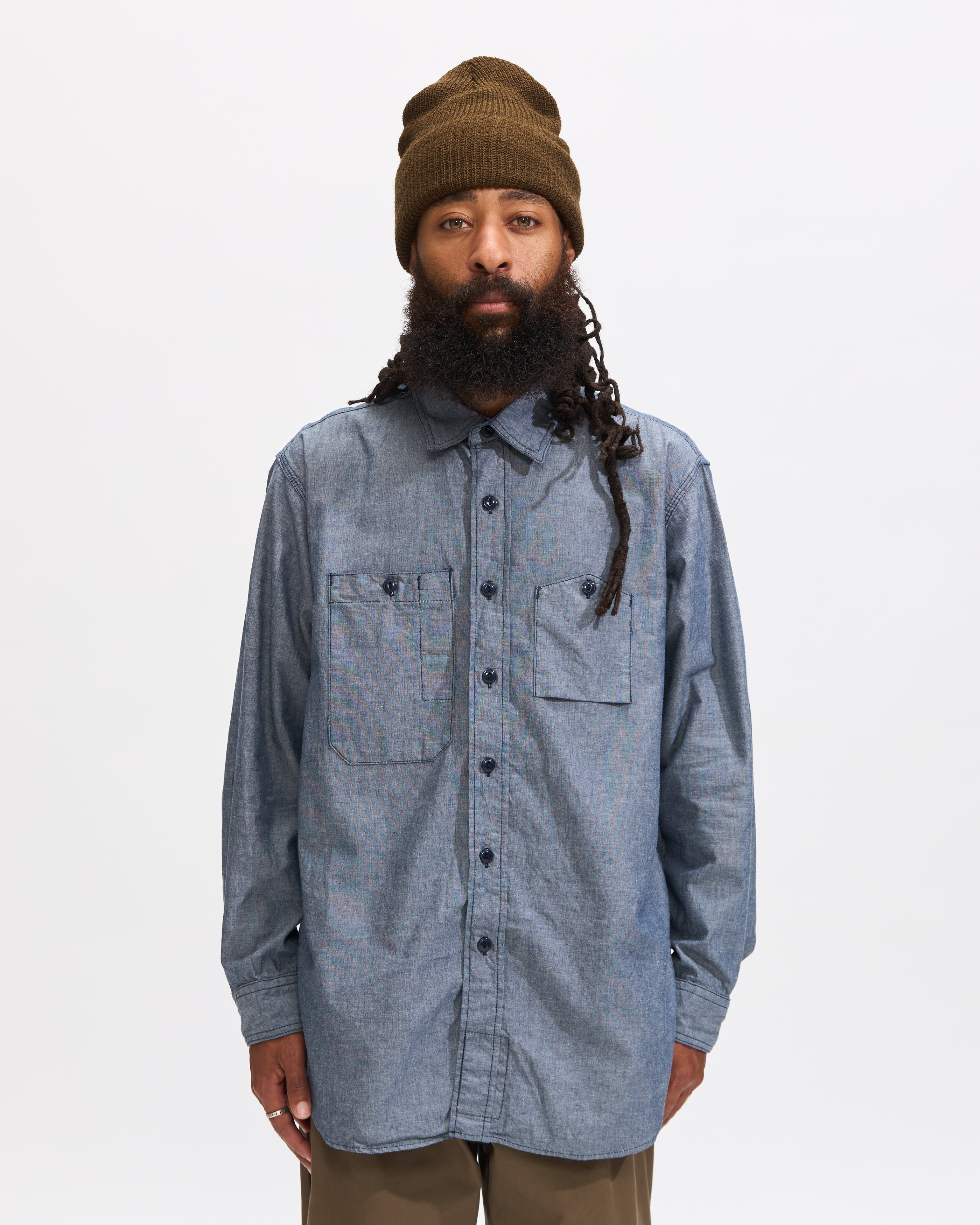 Engineered Garments Work Shirt in Indigo Cotton Chambray