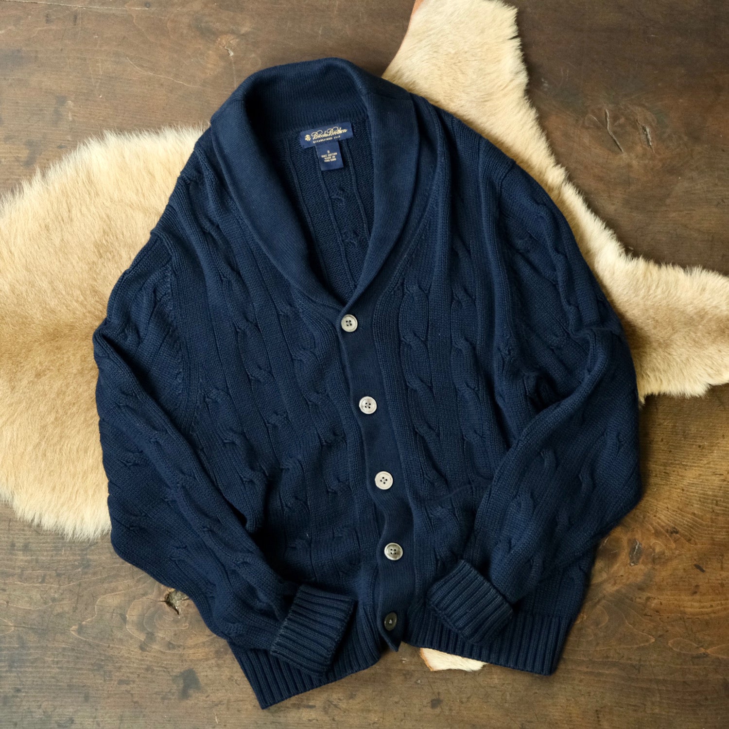 アメリカ古着ブルックスブラザーズ ショールカラーニットカーディガン