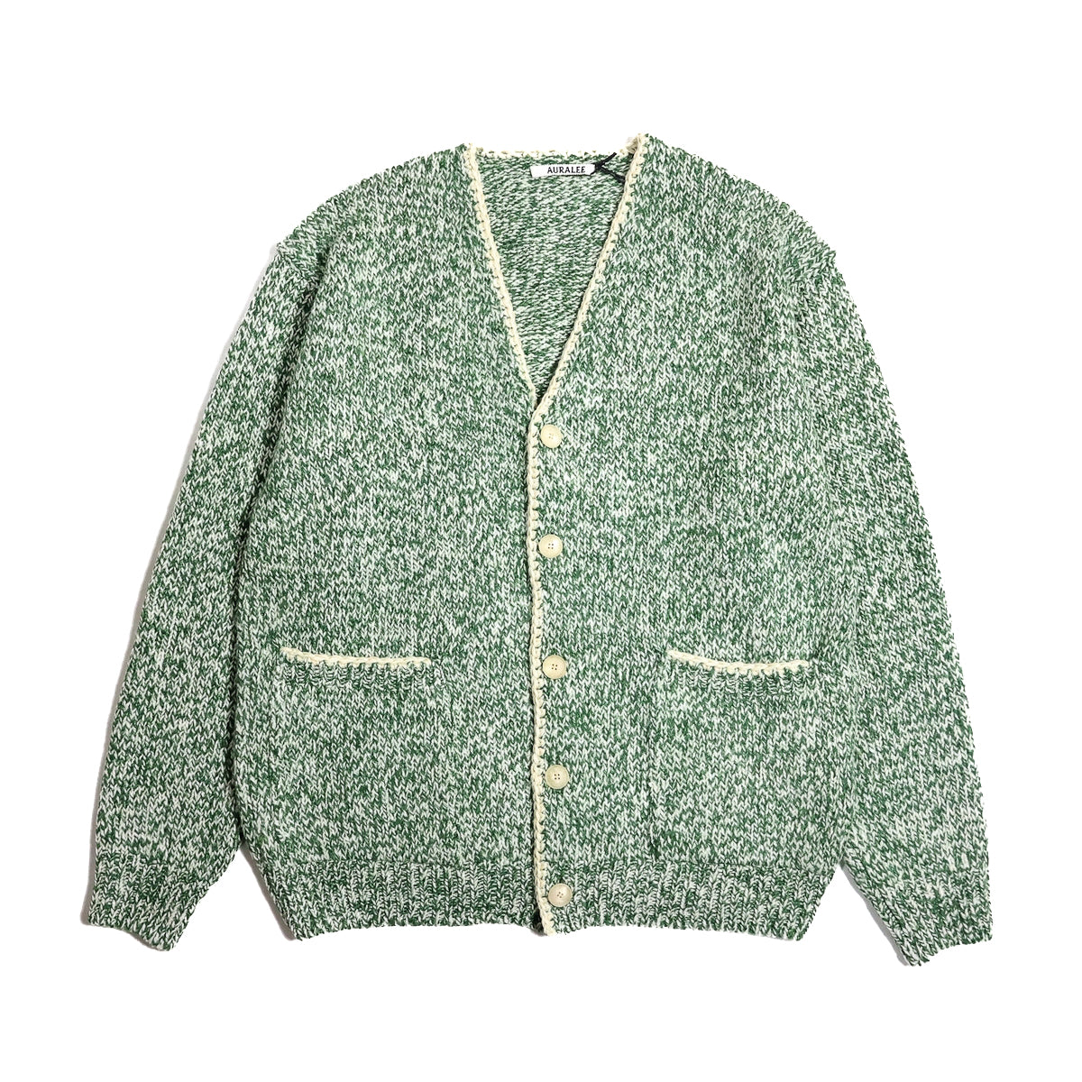 AURALEE 「SILK WOOL CAMEL MIX KNIT CARDIGAN / MIX GREEN」 – SISTER