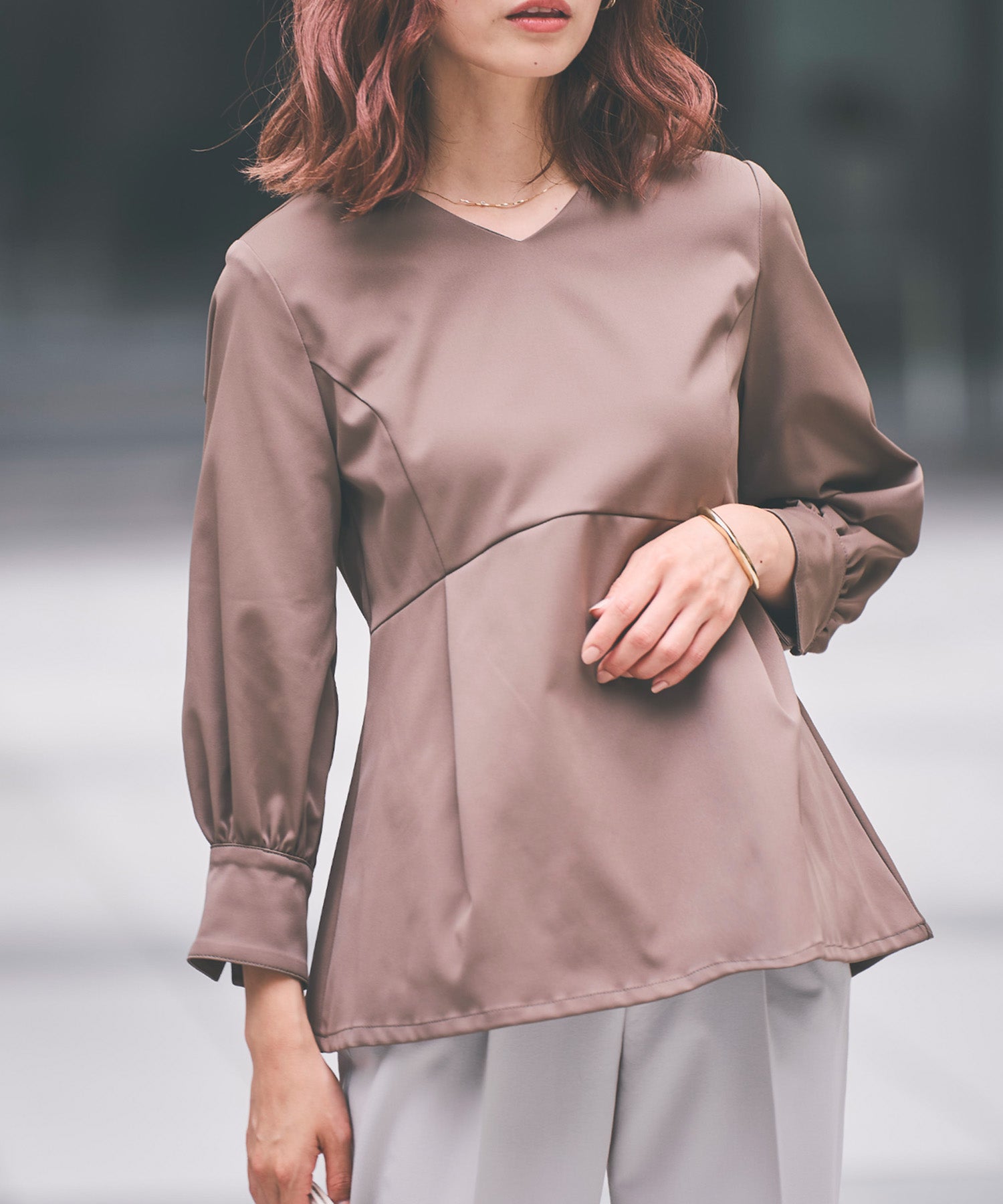 イージーケア】 マットサテンペプラムブラウス – Sirin Online Store