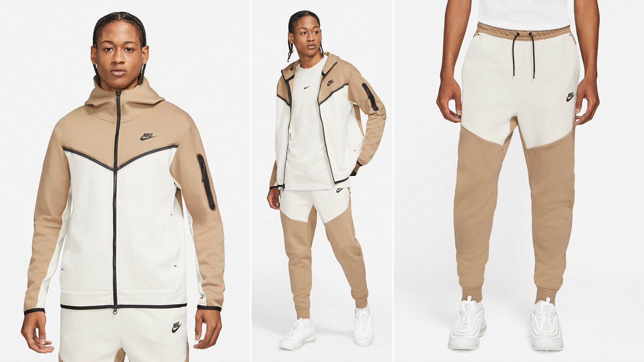 Nike Tech Fleece Hoodie and Joggers in Sandalwood Light Bone for