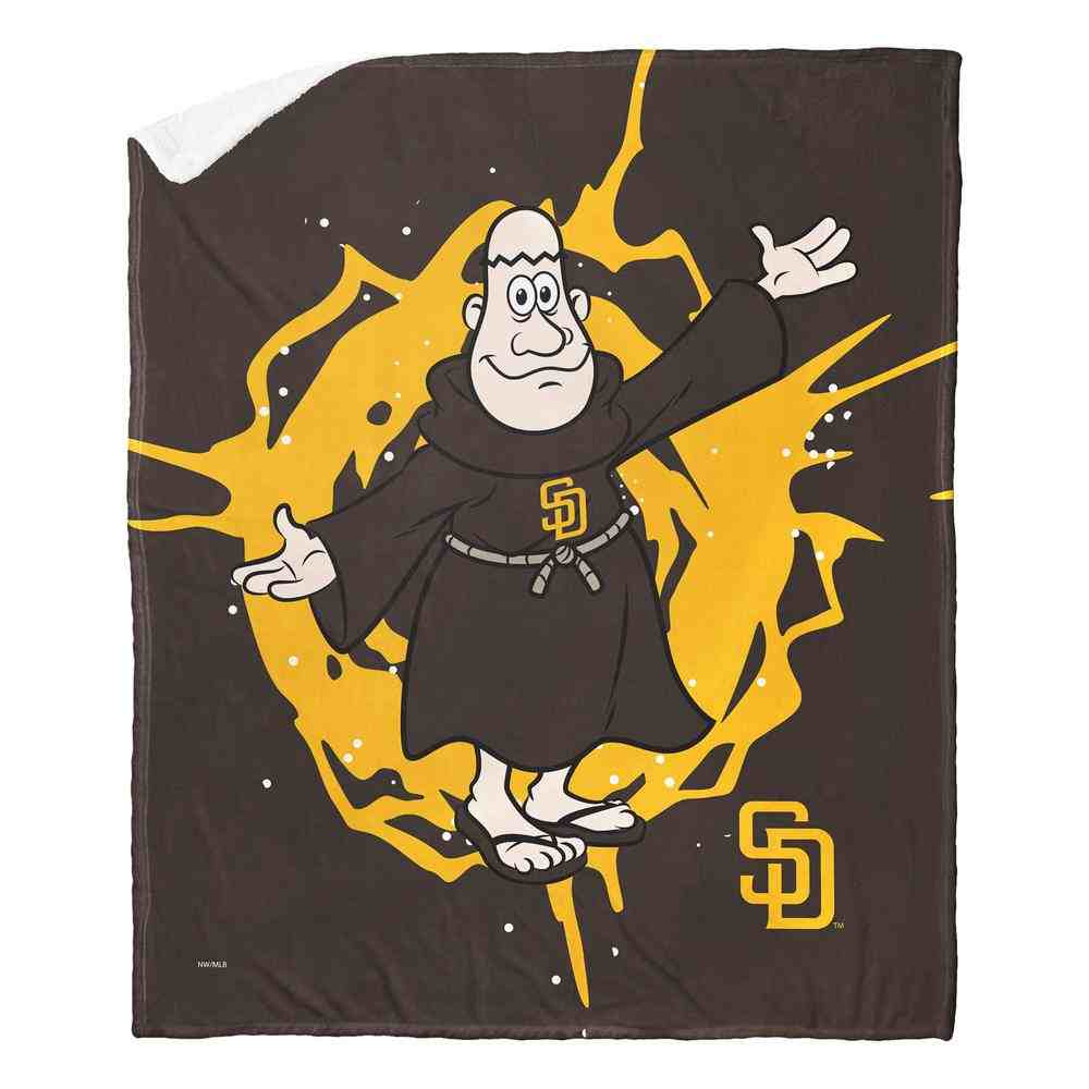 MLB San Diego Padres Mascot Silk Touch Sherpa Throw Blanket 50x60 Inch