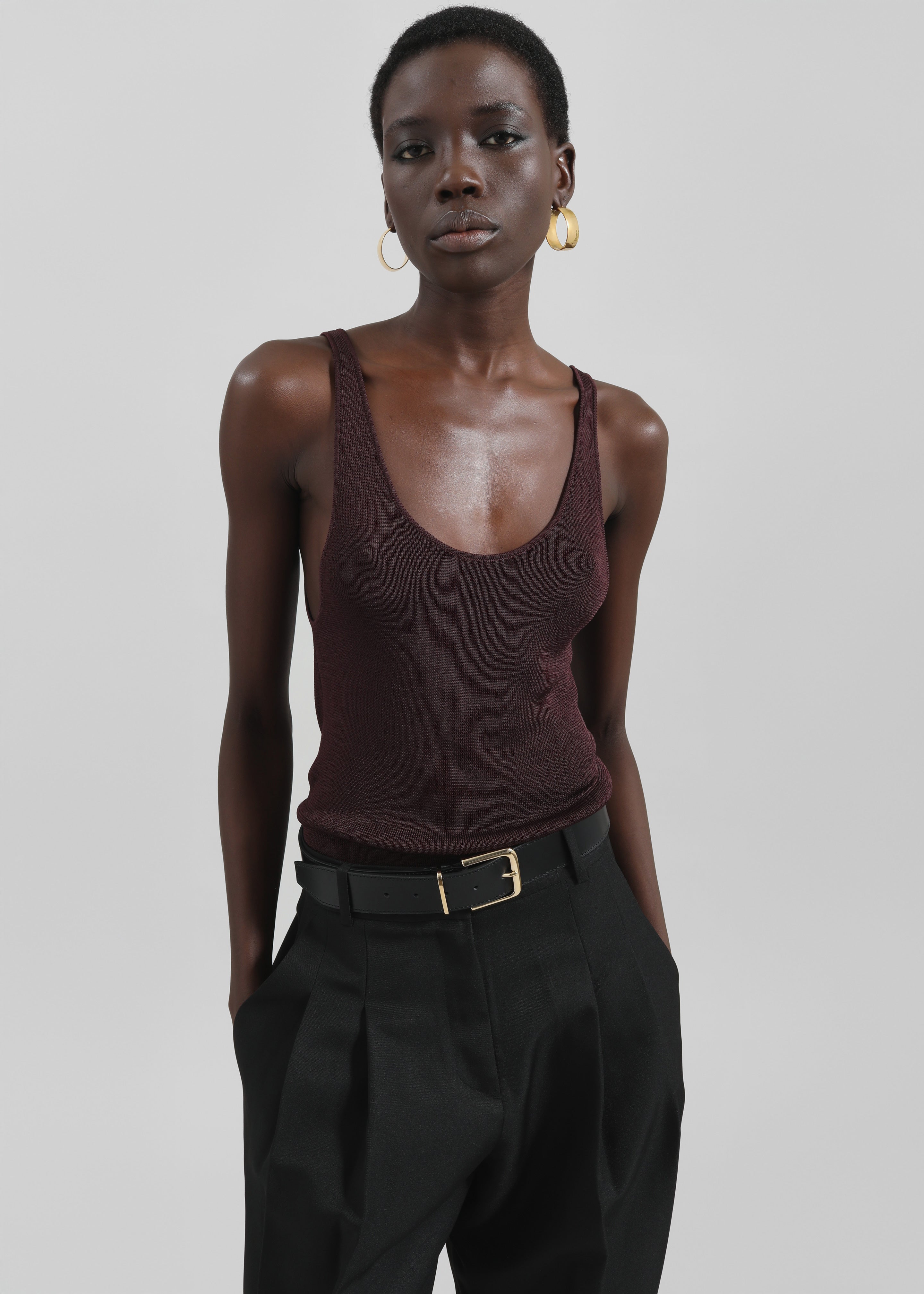 Rivo Knit Tank Top - Burgundy – The Frankie Shop