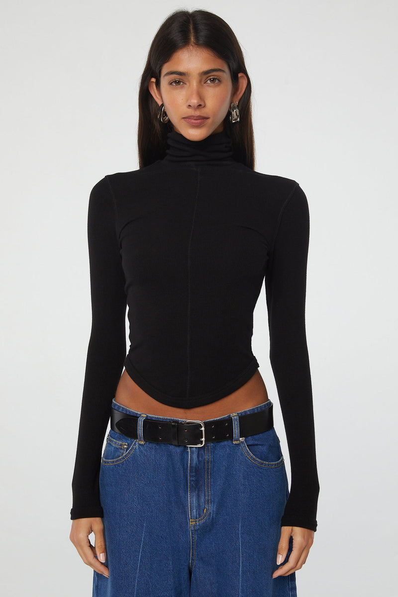 Mads Turtleneck Top - Black | The Line by K
