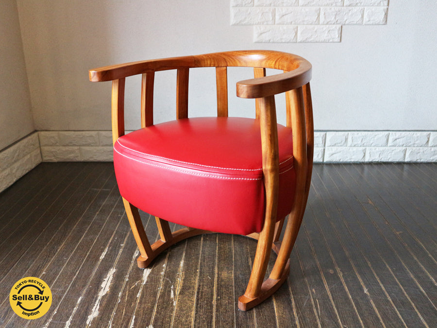 BC工房 こぶりチャウチャウ椅子 ラウンジチェア 楢無垢材 オーク 本革