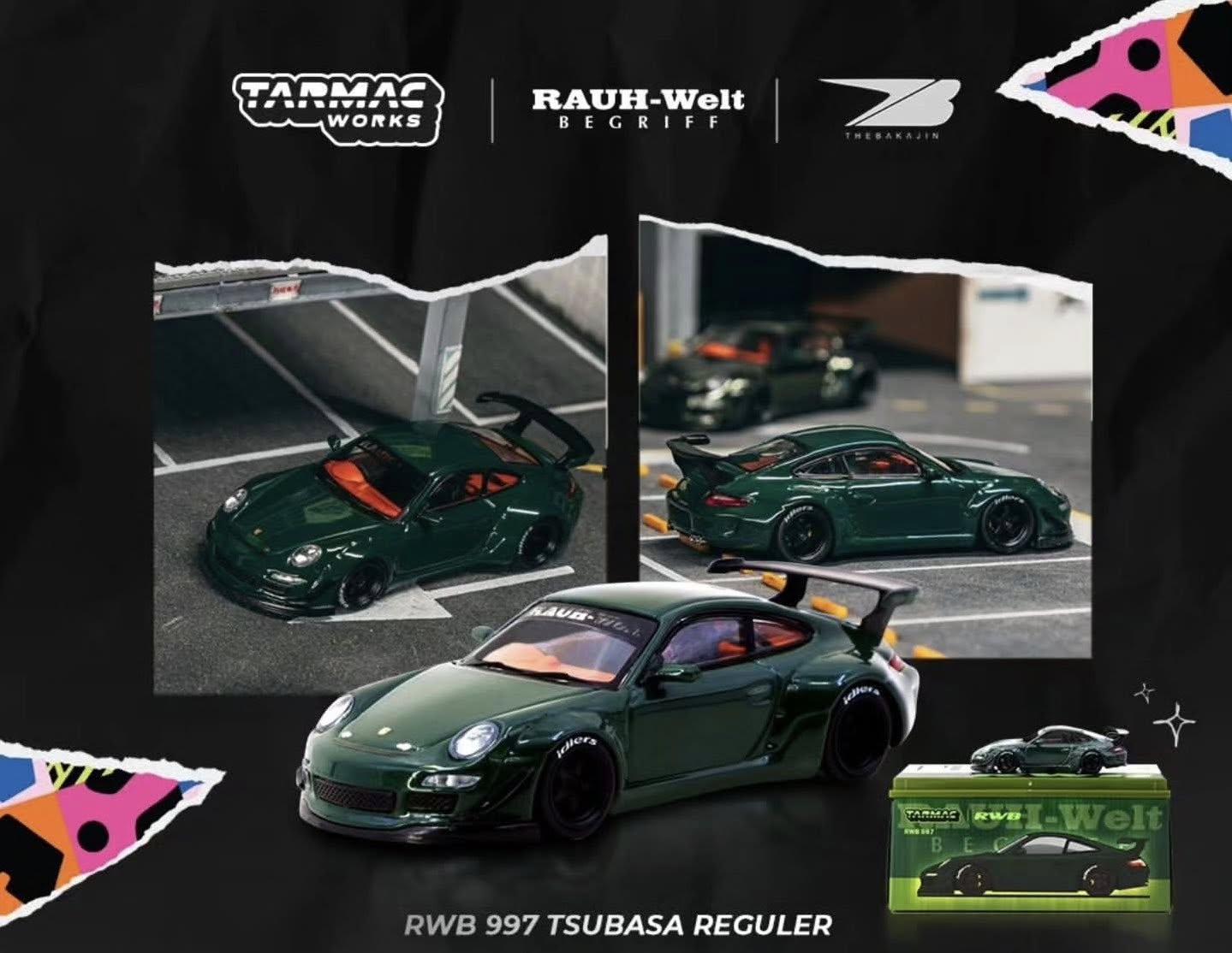 Tarmac Works Porsche 991 RWB Tsubasa Green IDE 2025 1/64 Diecast