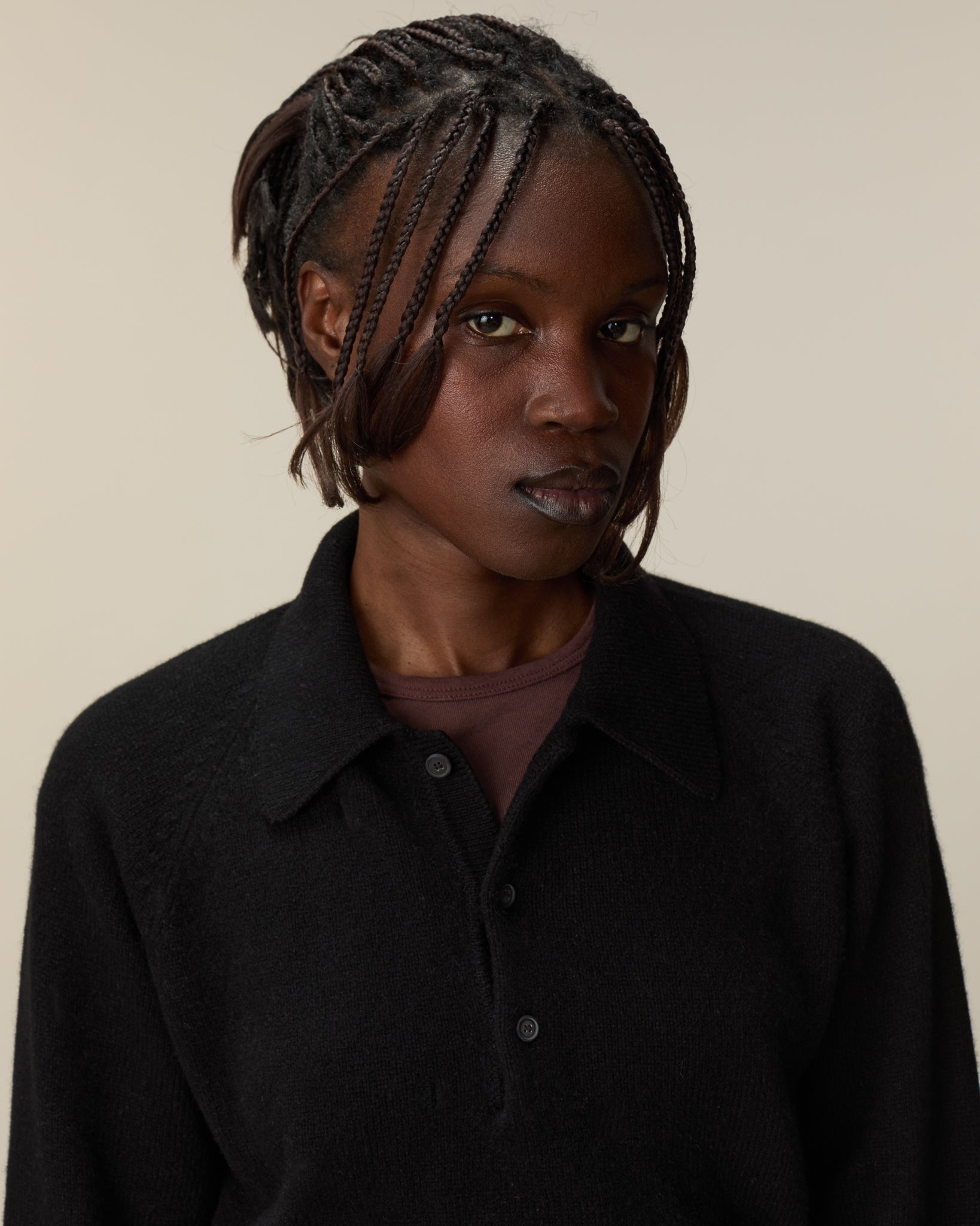 Women's black cashmere polo | Tricot