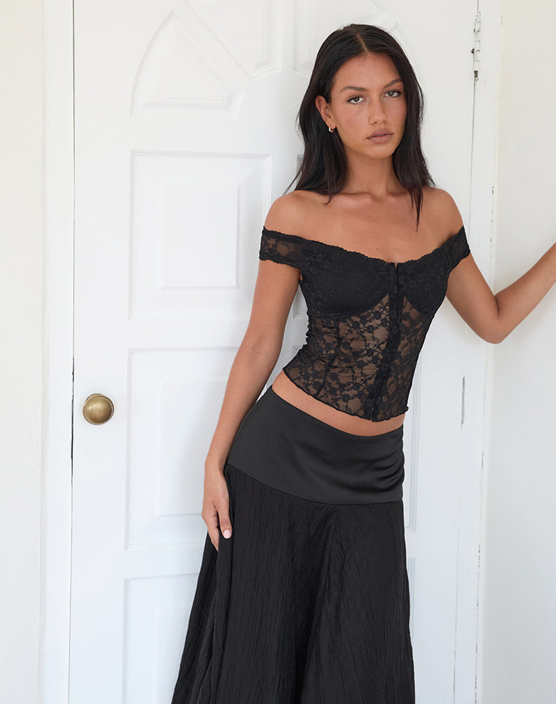 Black Rose Lace Off the Shoulder Corset Top | Dovica – motelrocks