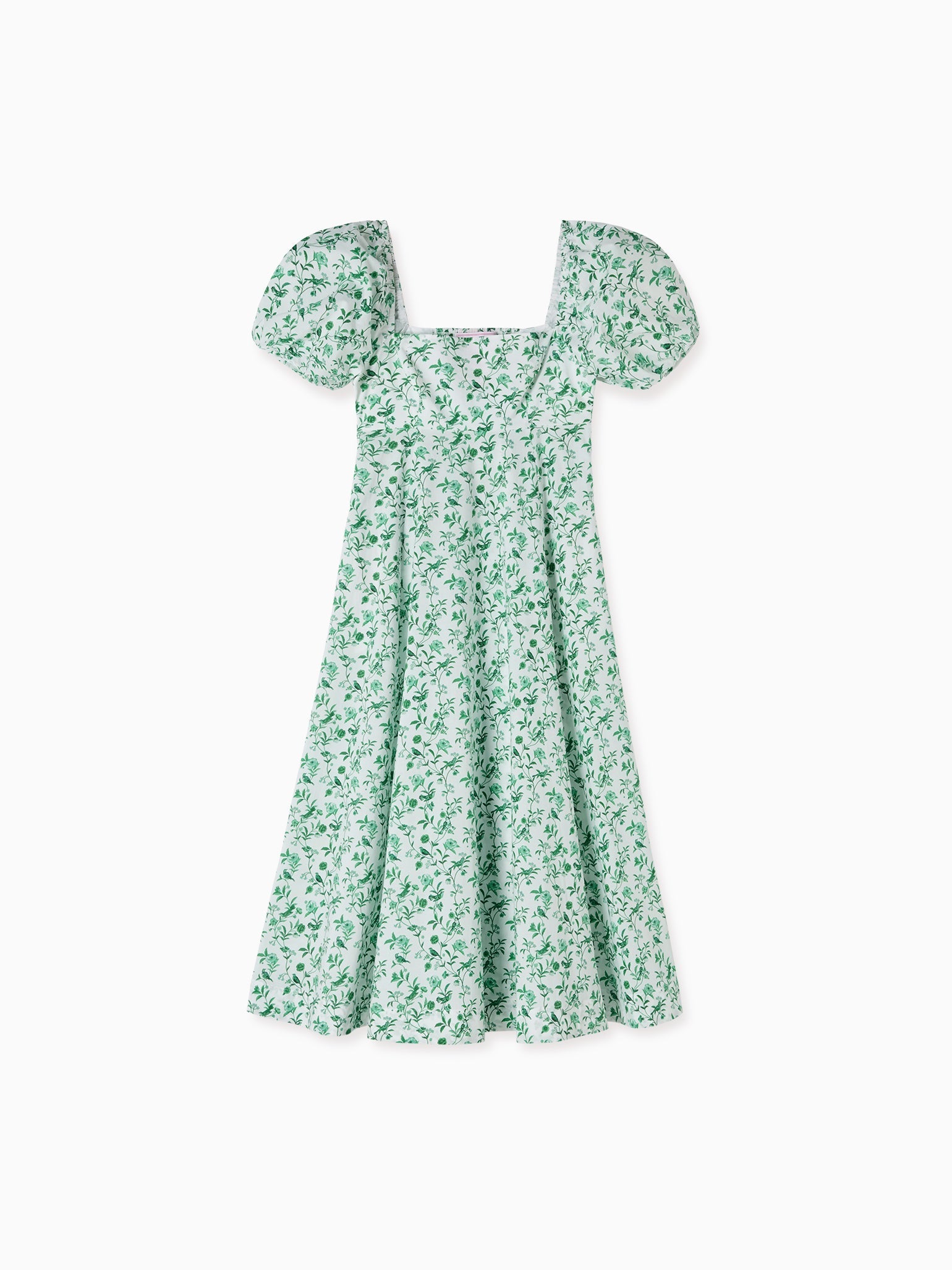 Hill House Home X La Coqueta Green Bird Floral Matilda Dress | La