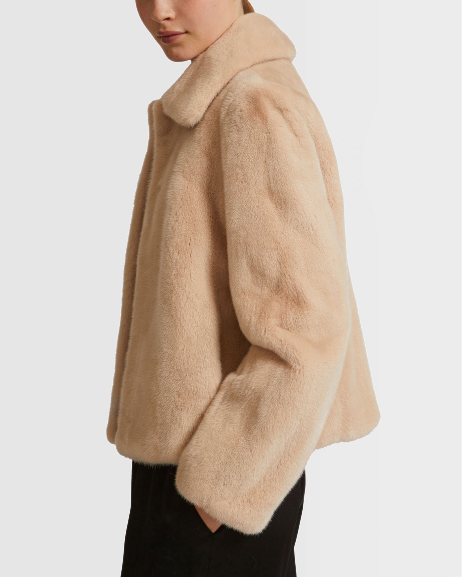 Short jacket in long-haired mink fur - pink - Yves Salomon – Yves