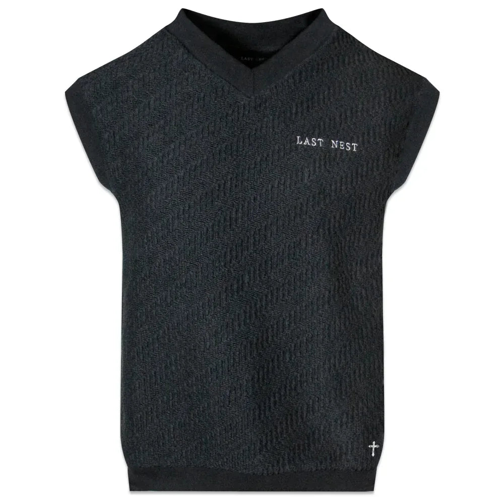 LAST NEST(ラストネスト)商品ページ - Logo Emb Knit Vest - Black