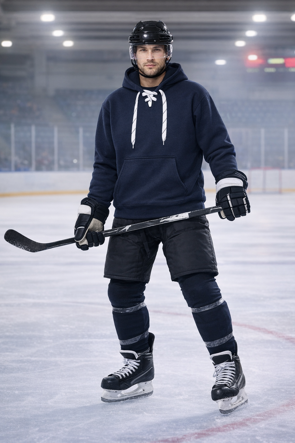 9801 12 oz. Unisex Hockey Lace-Up Pullover Hoodie Sweatshirt