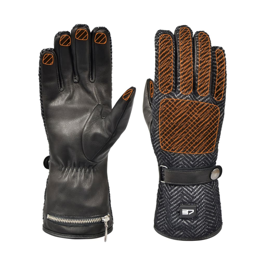 30seven - Heated hybrid leather gloves - Black/grey