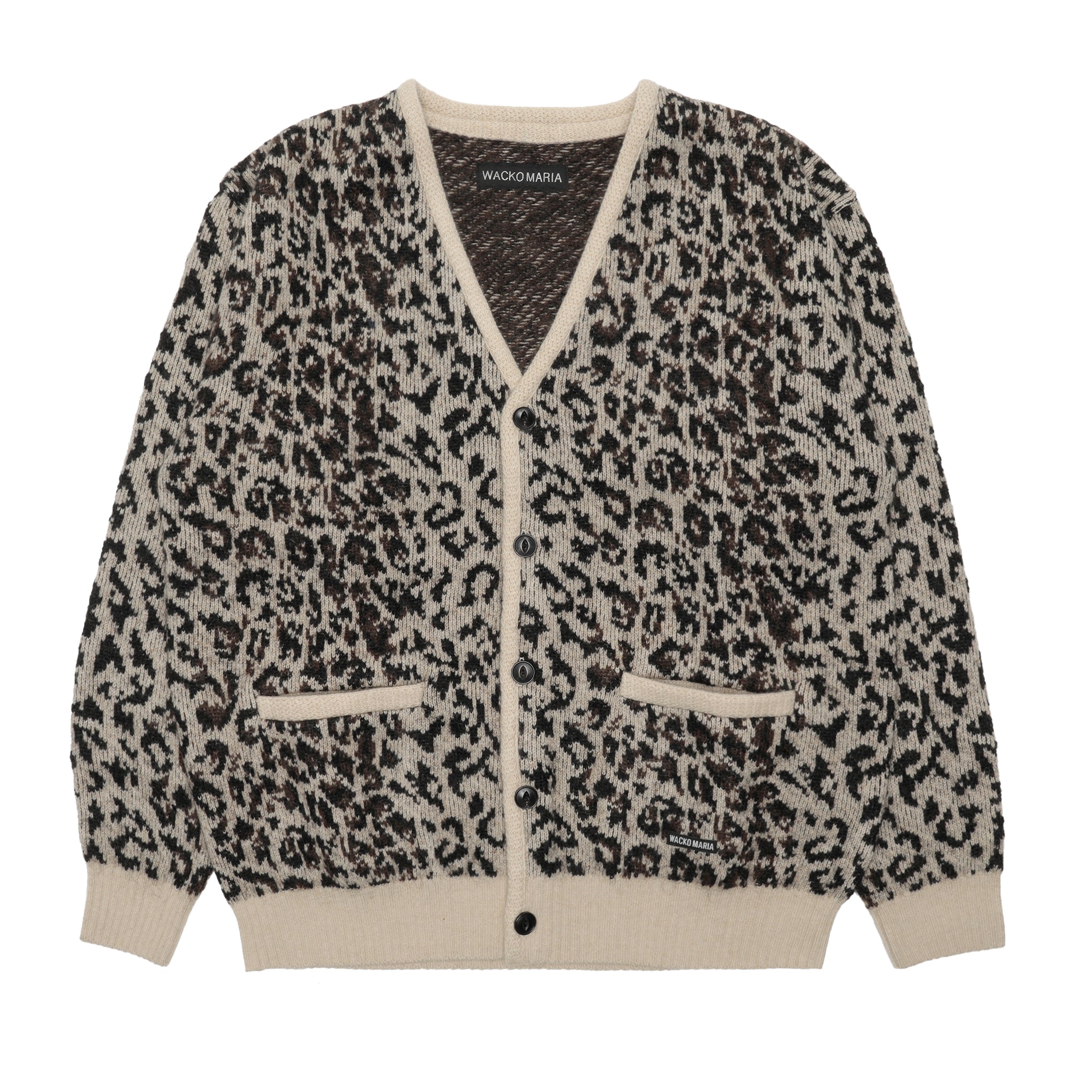 25FW-WMK-KN08] Wacko Maria Leopard Mohair Cardigan (Ivory) – The