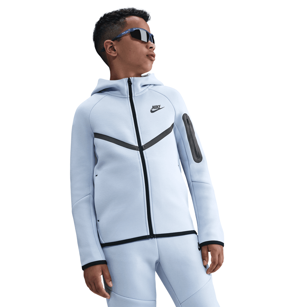 Big Kids Nike SPW Tech FLC FZ Hoodie 'Ghost/Black/Black|HV5867-057