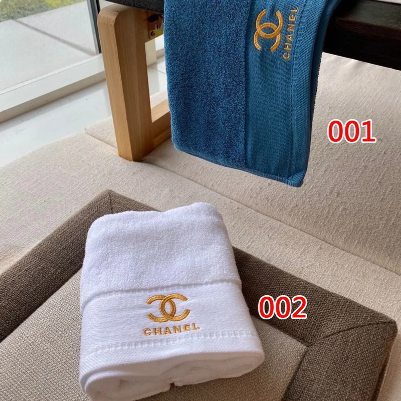 シャネル白ブルーフェイスタオルとバスタオル 2点セット 家庭用ホテル