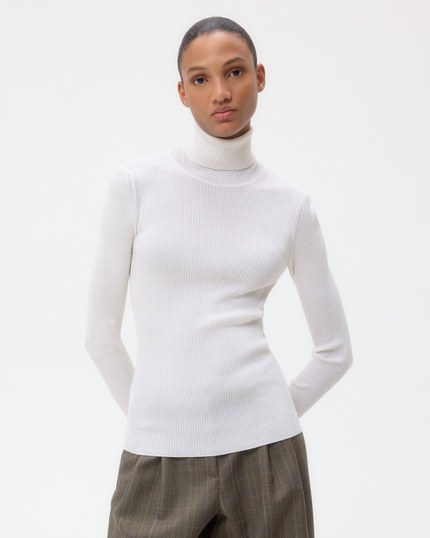 Ivory Knit Turtleneck in Merino Wool | TWP