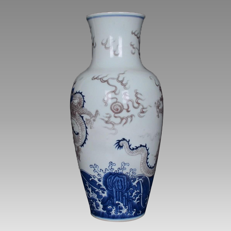 康熙青花釉里红龙纹瓶SJZX2498-四川世纪藏珍拍卖有限公司