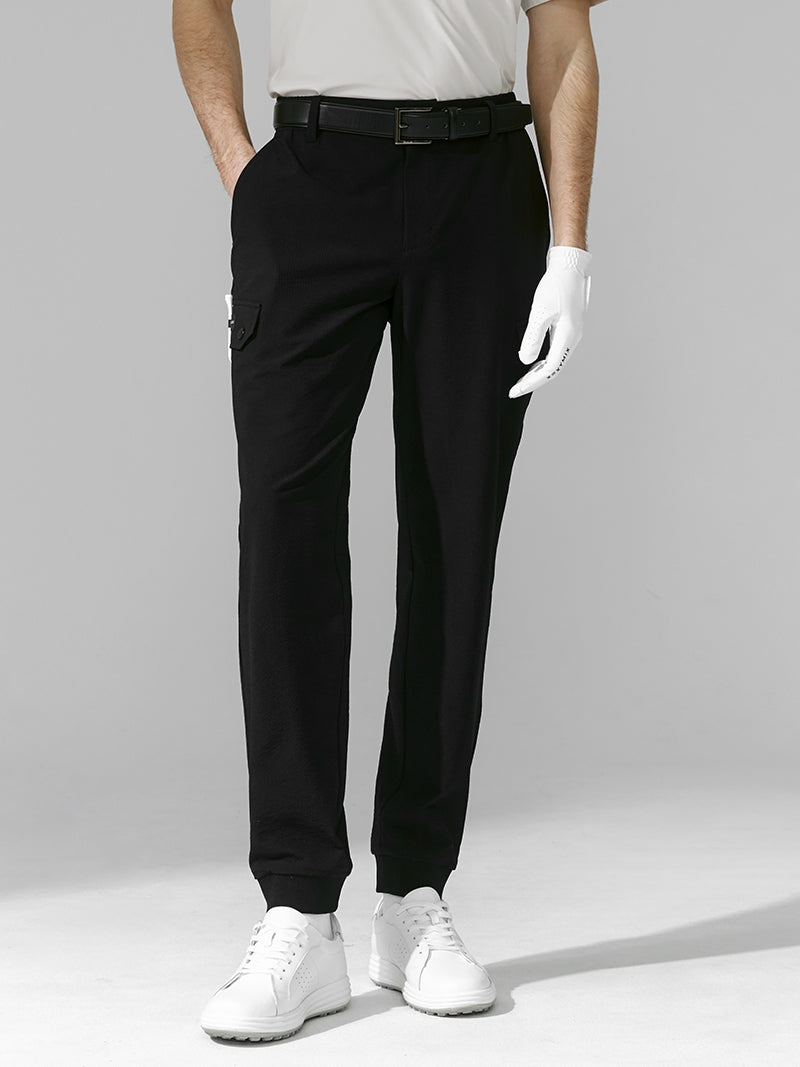 シアサッカー ストレッチ カーゴ風 ジョガーパンツ