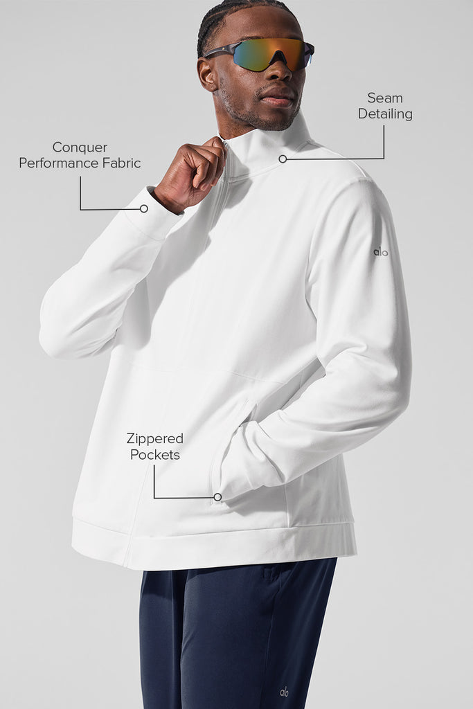 Conquer Max Mock Neck Full Zip - White | ALO
