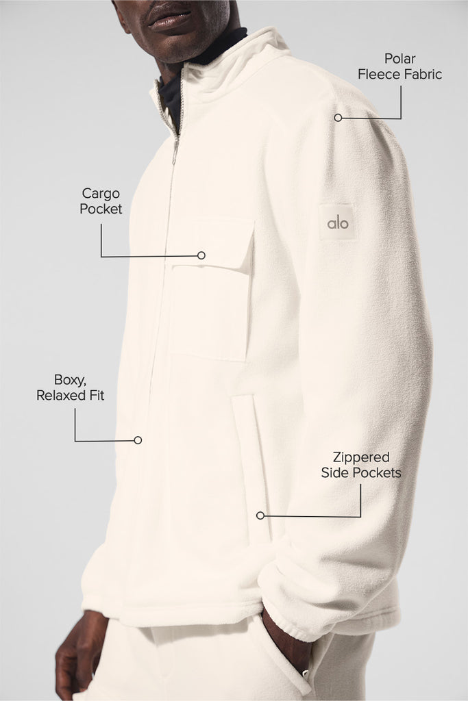 Polar Fleece Ridge Full Zip Jacket - Ivory | ALO