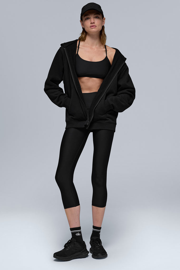 Renown Heavy Weight Full Zip Hoodie - Black | ALO