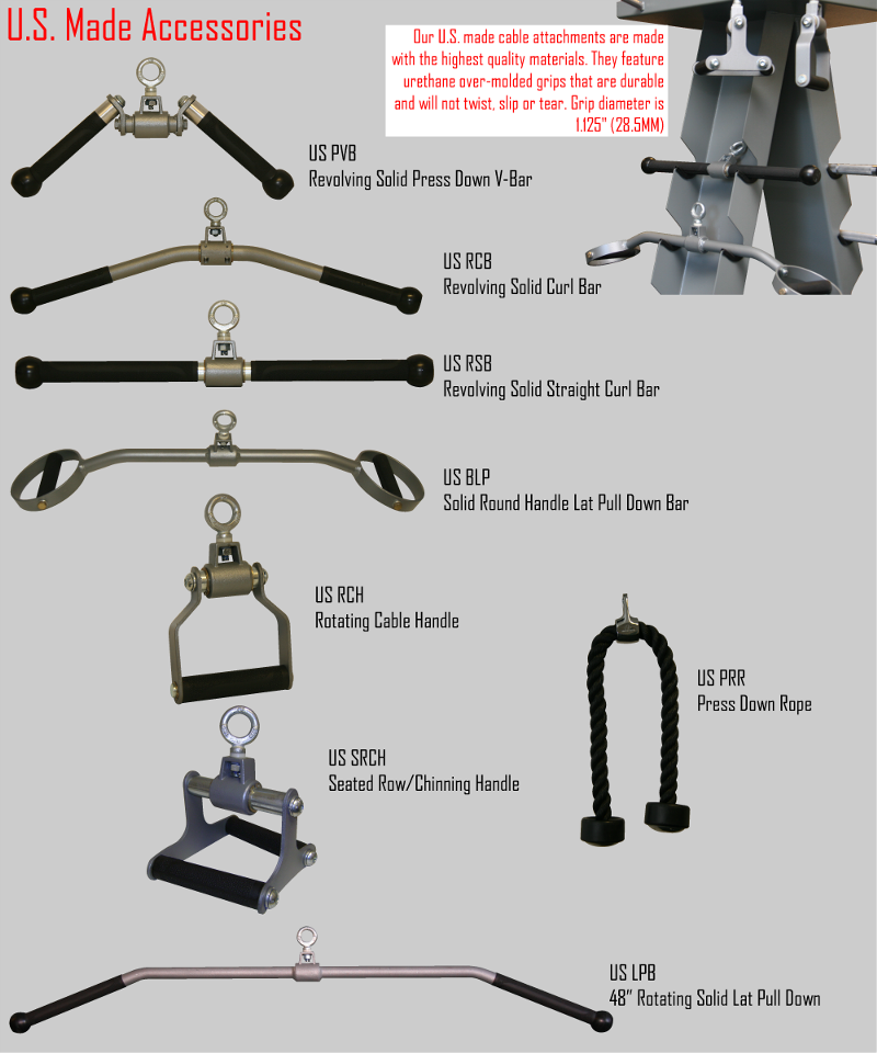 American Barbell Aluminum Cable Attachment Set - Made in the USA